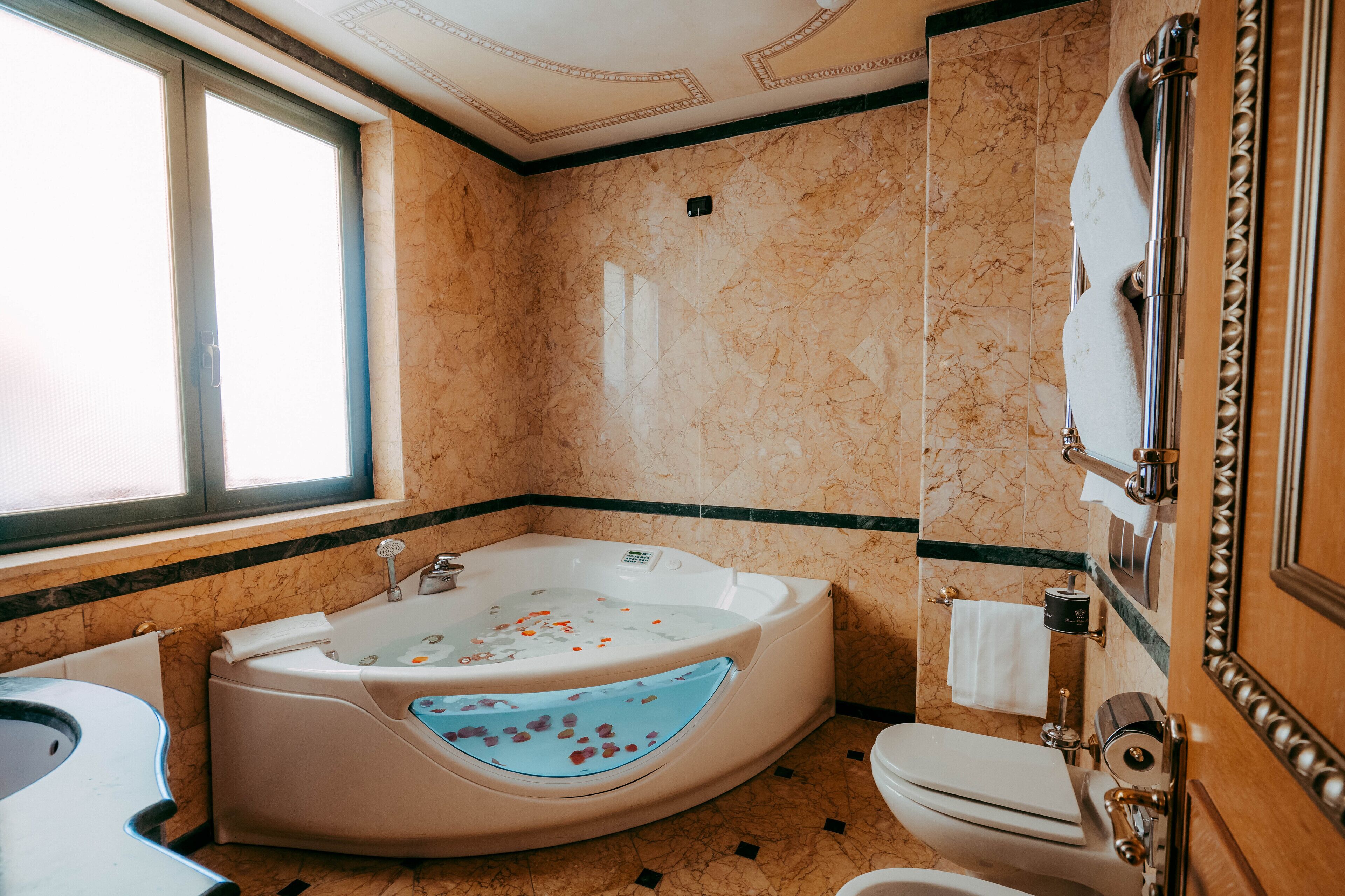 panoramic suite, terrace | bathroom | hair dryer, bidet, towels