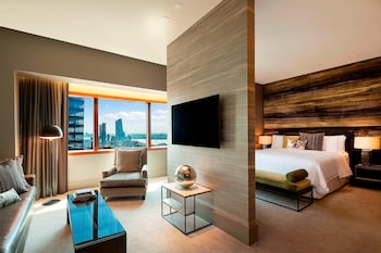 Hypo-allergenic bedding, in-room safe, desk, laptop workspace at The Westin New York at Times Square