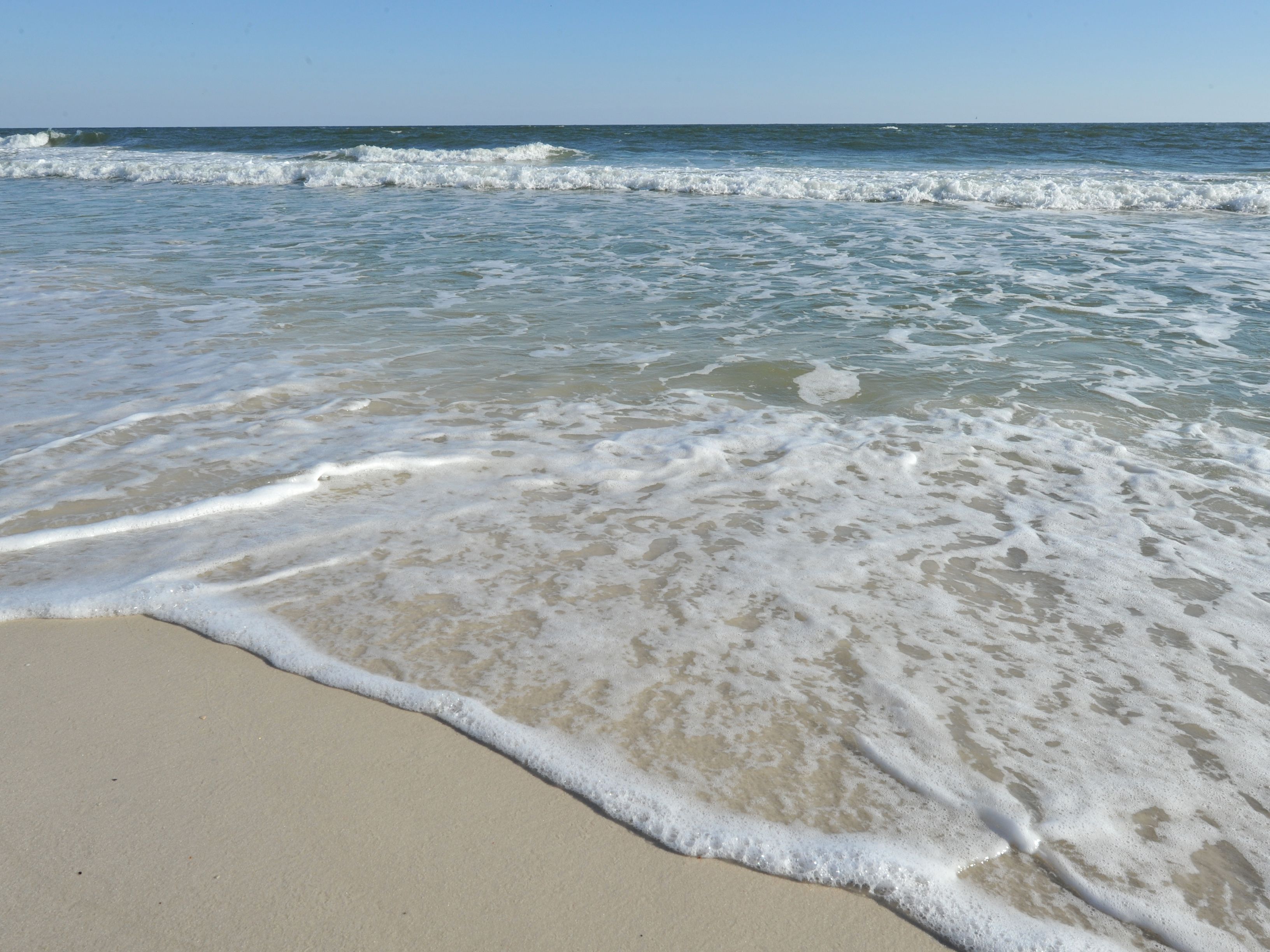 On the beach, white sand