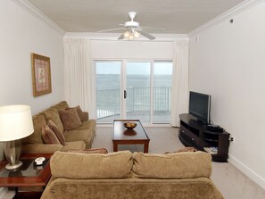 Condo, 2 Bedrooms, 2 Bathrooms, Sea Facing | Living area | Flat-screen TV, DVD player