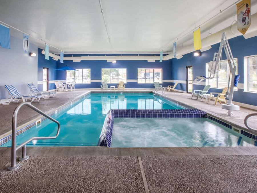 Indoor pool, open 9:00 AM to 11:00 PM, sun loungers