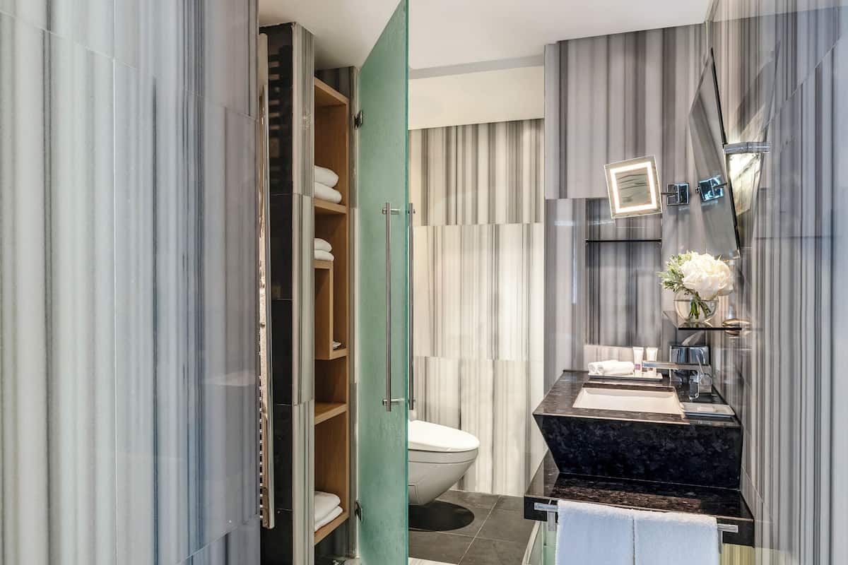 studio, 1 bedroom, park view (residence) | bathroom | hydromassage showerhead, designer toiletries, hair dryer, bathrobes