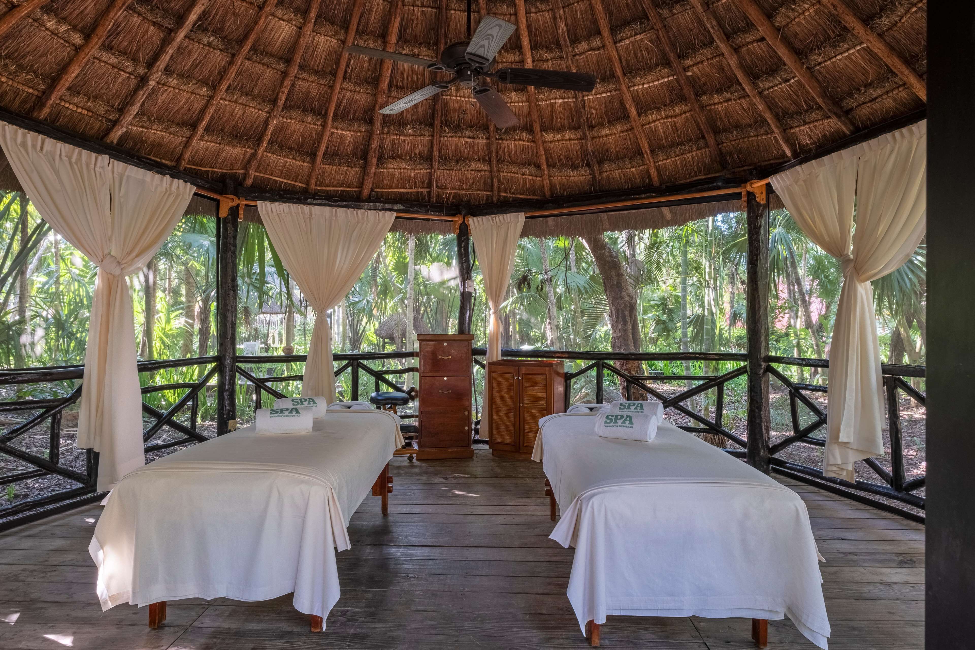 Outdoor treatment areas, body treatments, hydrotherapy, aromatherapy