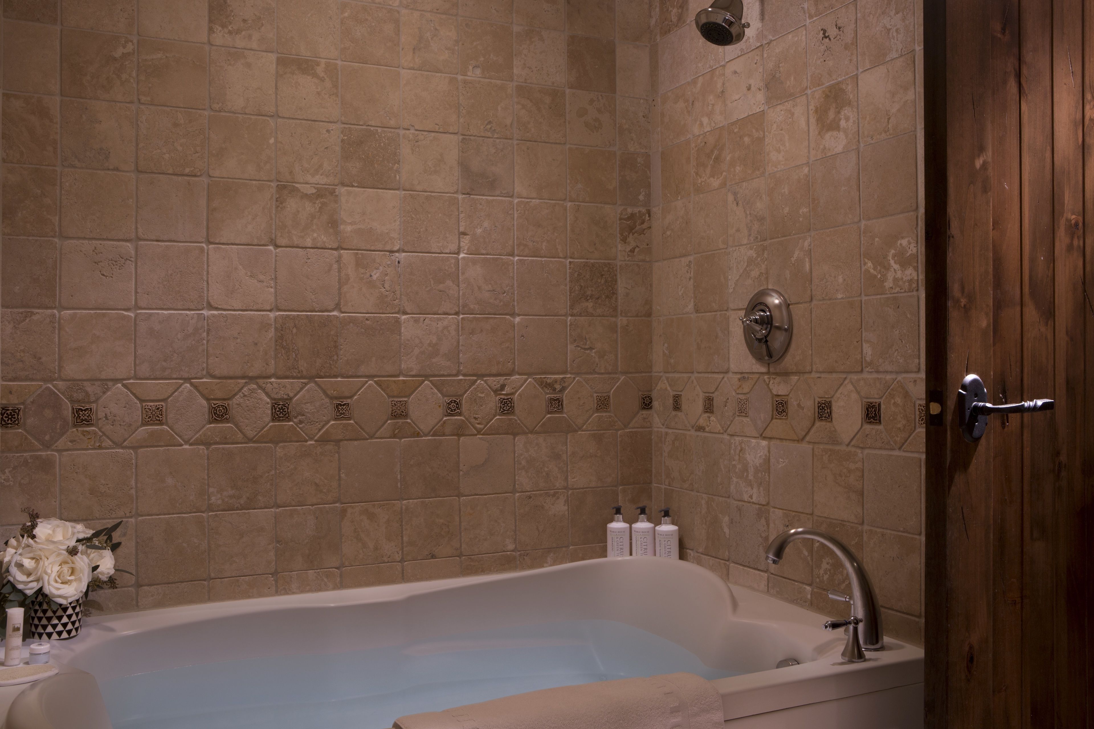 designer toiletries, hair dryer, bathrobes, towels