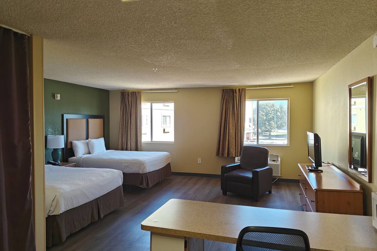 room, 2 queen beds, mobility accessible, non smoking (bathtub w/grab bars) | desk, laptop workspace, iron/ironing board, free wifi