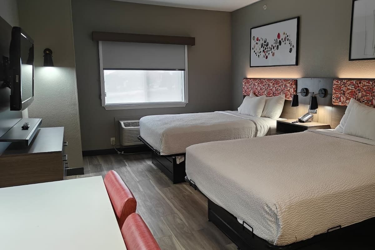 Deluxe Studio, 2 Queen Beds, Non Smoking | Desk, laptop workspace, iron/ironing board, free WiFi