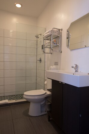 Suite, 1 habitación | Baño | Artículos de higiene personal gratuitos, secador de pelo y toallas