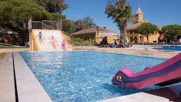 Indoor pool, outdoor pool, pool loungers
