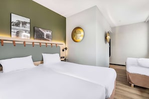 Next Generation, Room, 3 Twin Beds | Premium bedding, in-room safe, desk, laptop workspace