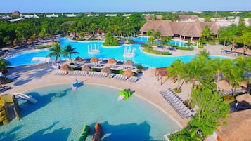Relax by the central pool with a water slide or unwind in the separate lazy river pool.