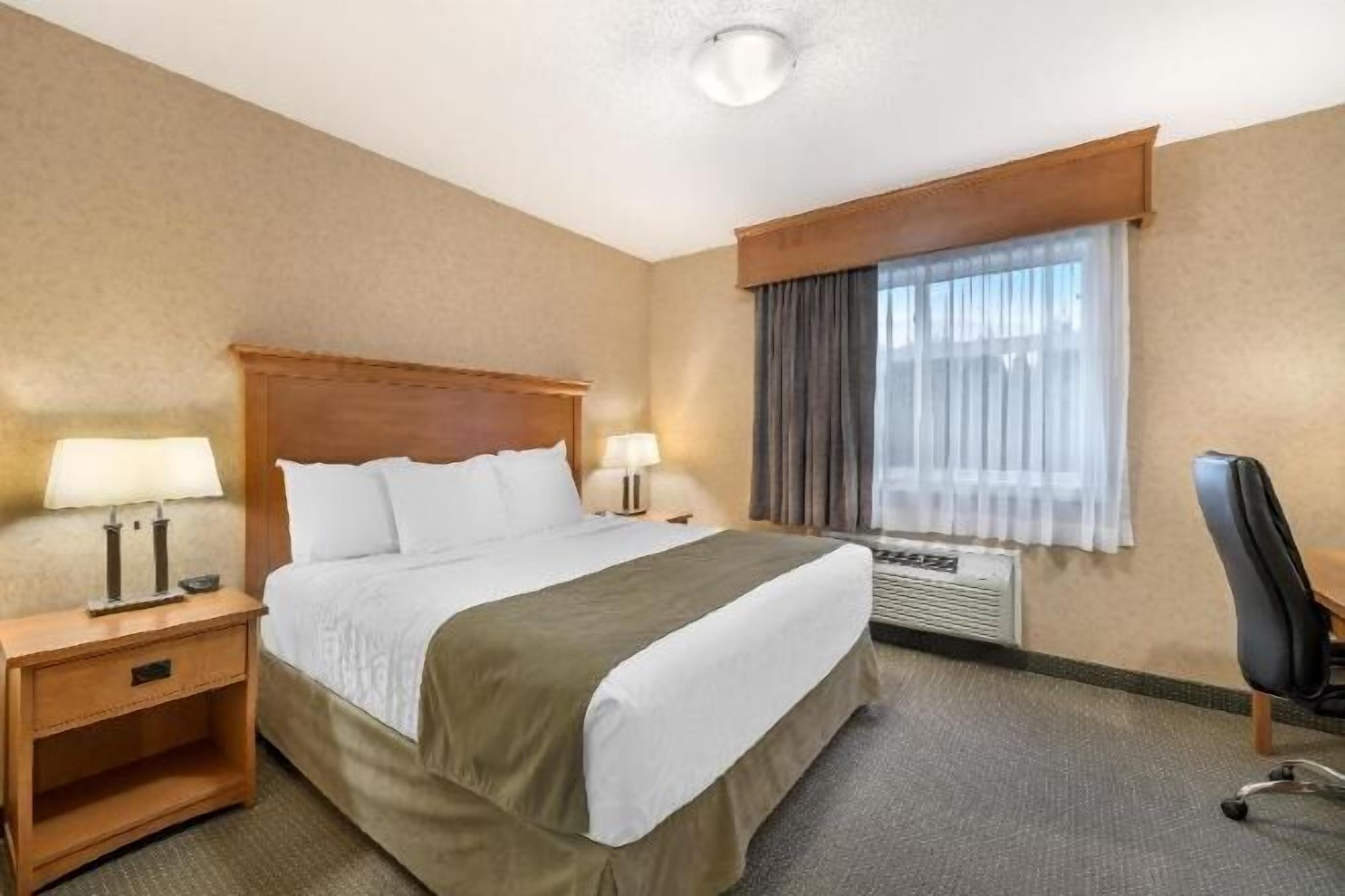 Pillowtop beds, desk, blackout drapes, iron/ironing board