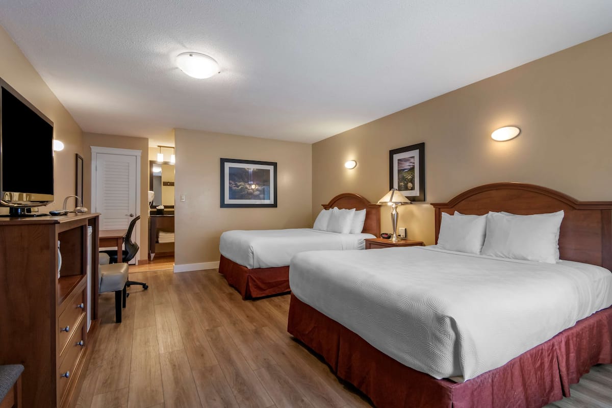 Standard Room, 2 Queen Beds, Refrigerator & Microwave, Ground Floor (Pet Friendly) | Pillow-top beds, desk, blackout curtains, iron/ironing board