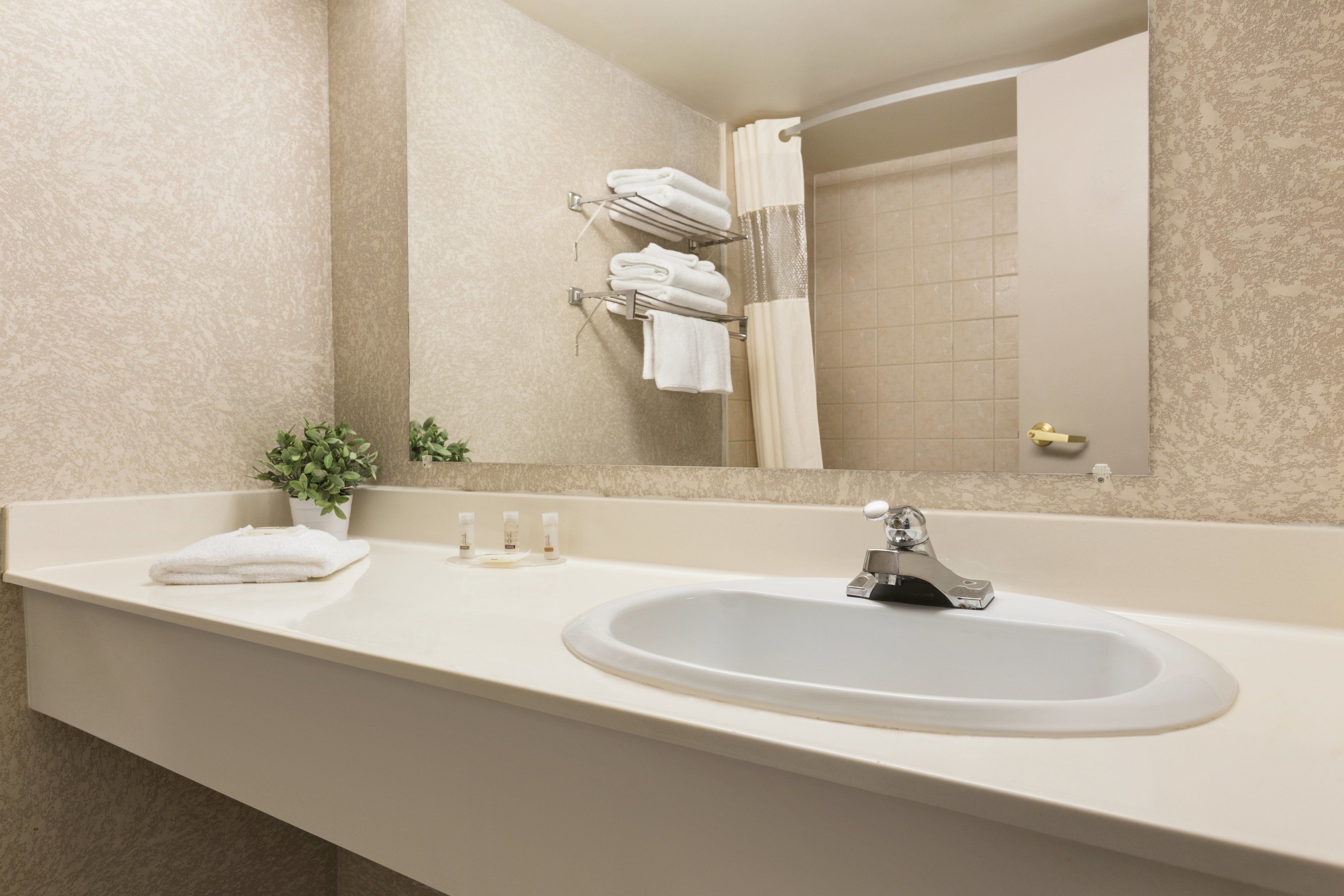 combined shower/bathtub, hydromassage showerhead, free toiletries