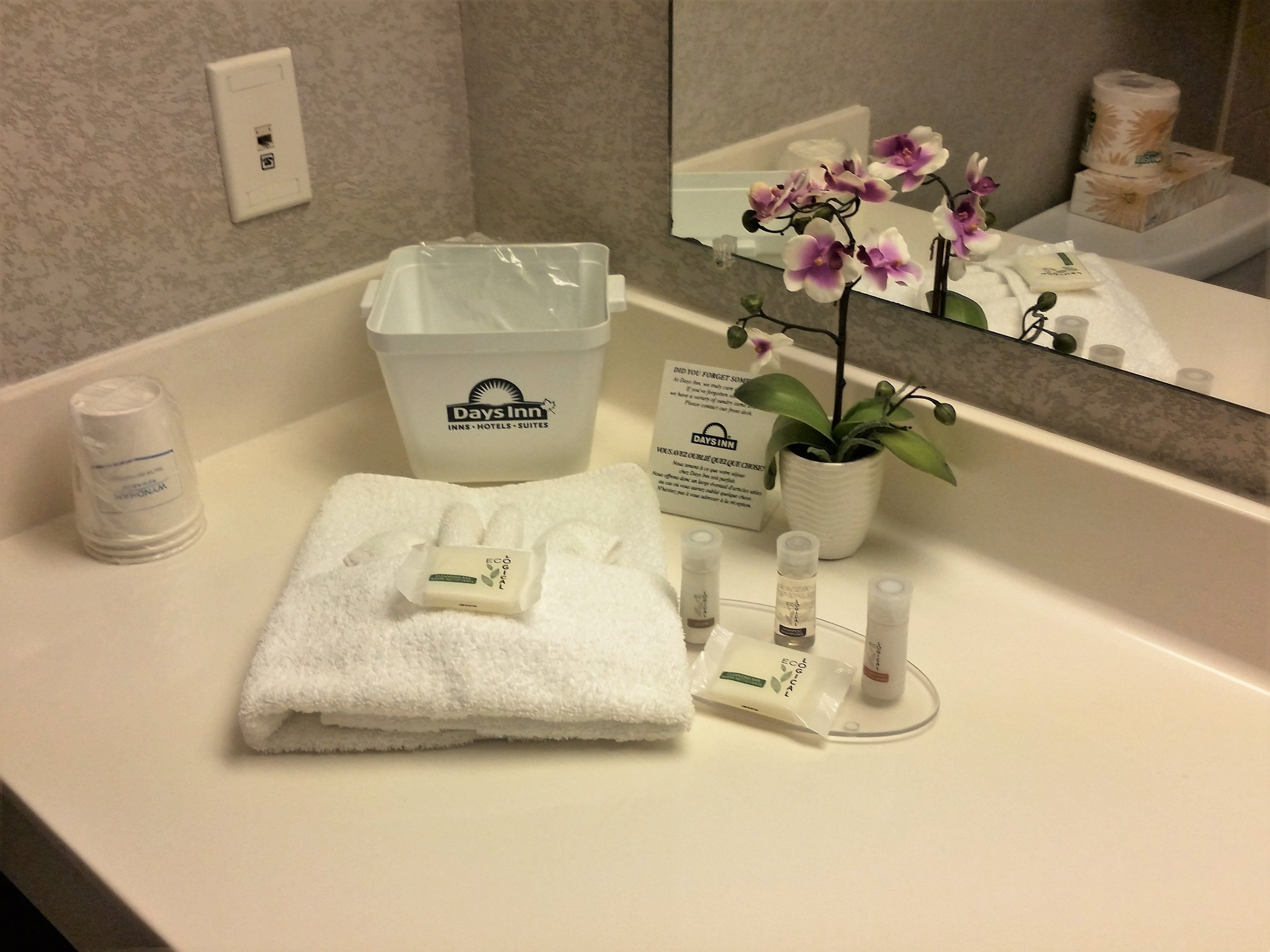 combined shower/bathtub, hydromassage showerhead, free toiletries