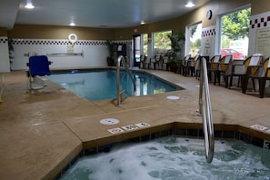 Indoor pool, open 8:00 AM to 10:00 PM, sun loungers