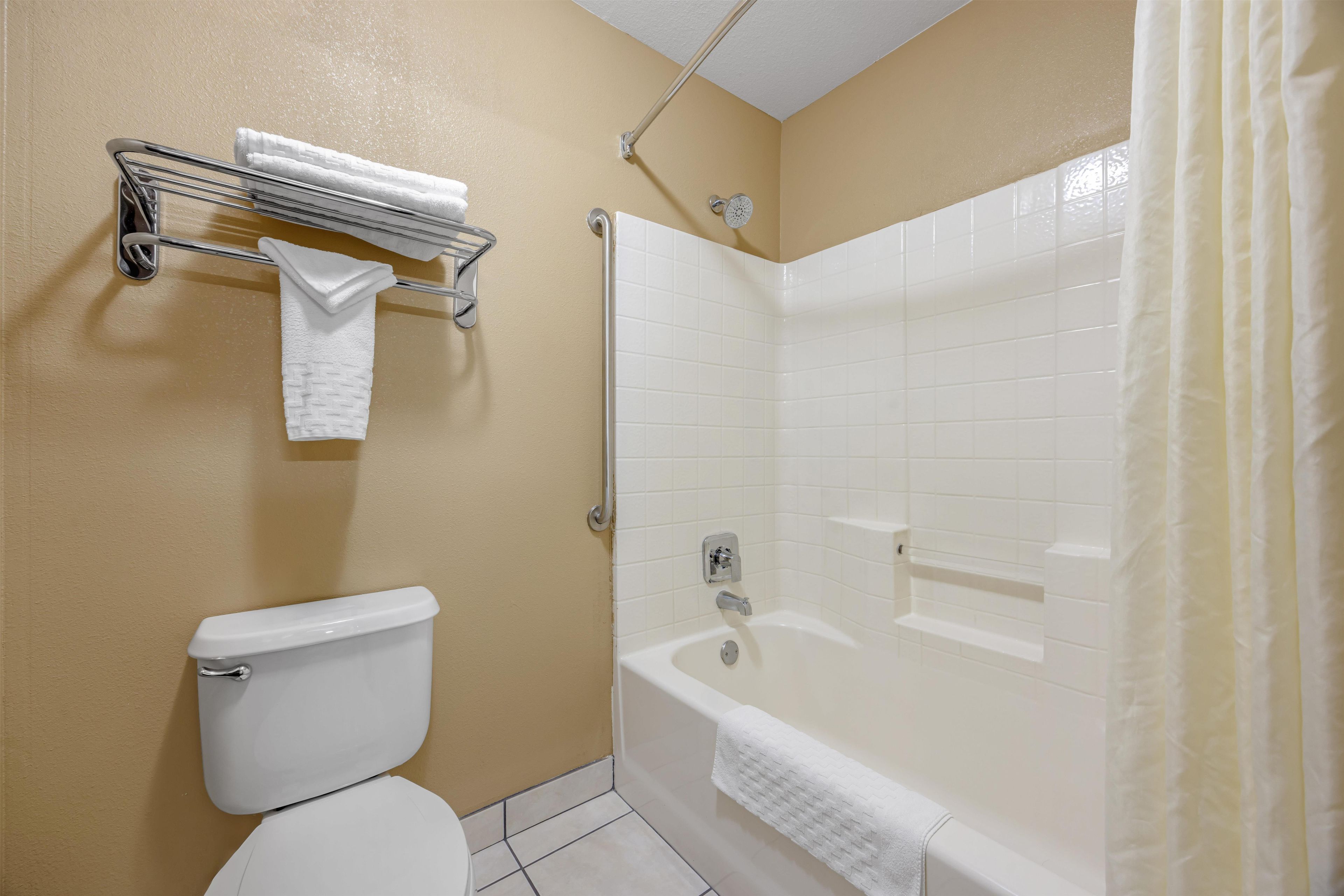 Suite, 1 King Bed, Non Smoking, Jetted Tub | Bathroom | Combined shower/tub, free toiletries, hair dryer, towels
