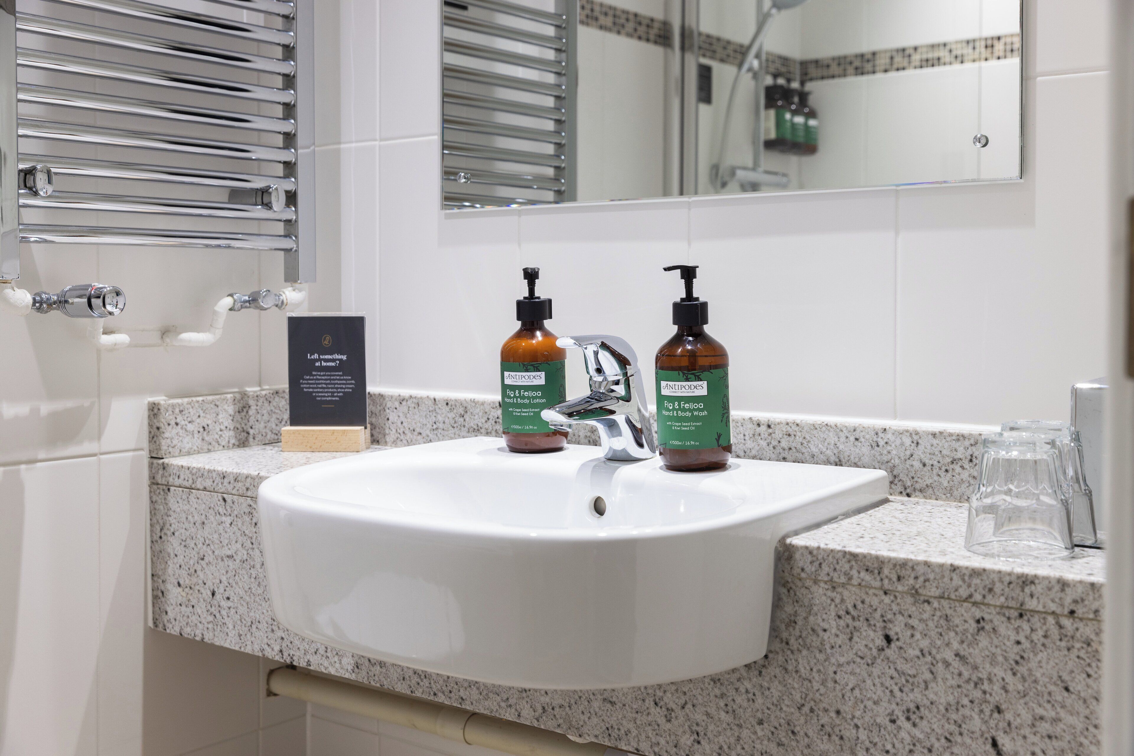 standard room, 1 king bed | bathroom | eco-friendly toiletries, hair dryer, towels, soap