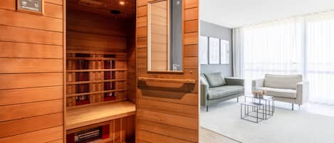 Suite, 1 slaapkamer | Luxe beddengoed, een kluis op de kamer, een bureau