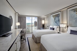 Room, 2 Double Beds, Balcony, Ocean View | Premium bedding, in-room safe, desk, laptop workspace