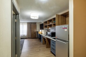 1 bedroom, desk, blackout drapes, iron/ironing board