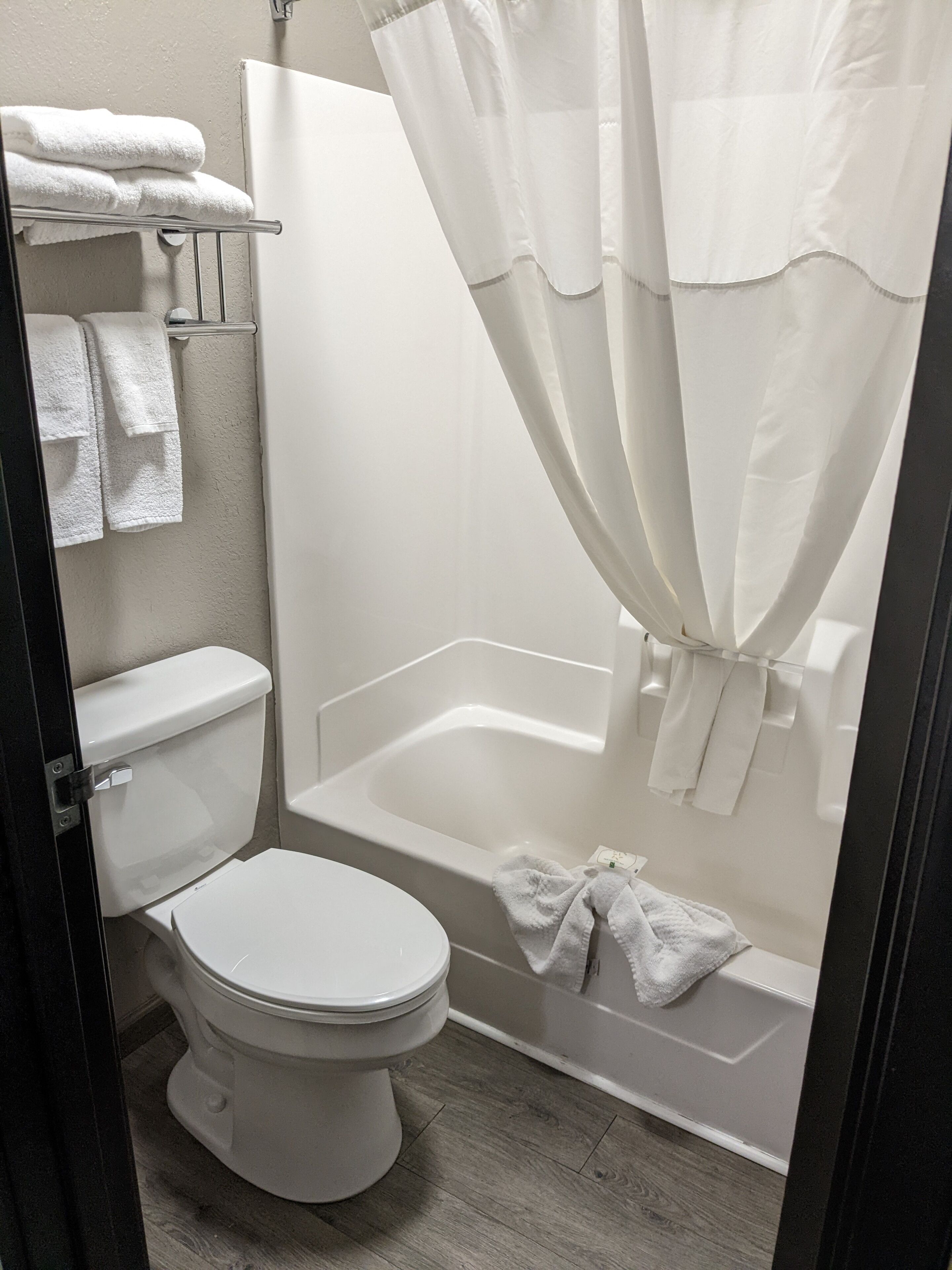 Combined shower/tub, deep soaking tub, rainfall showerhead
