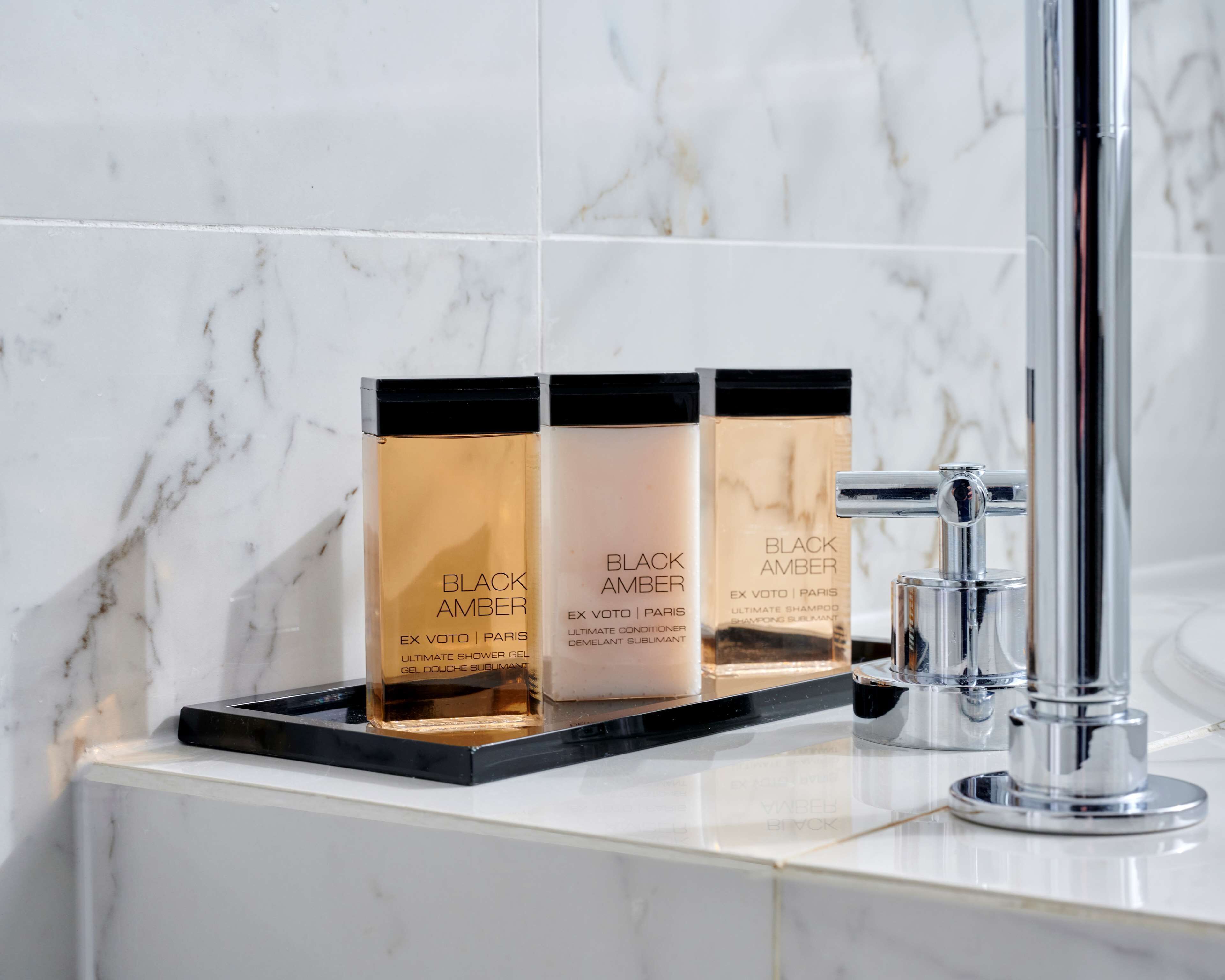 shower, rainfall showerhead, designer toiletries, hair dryer