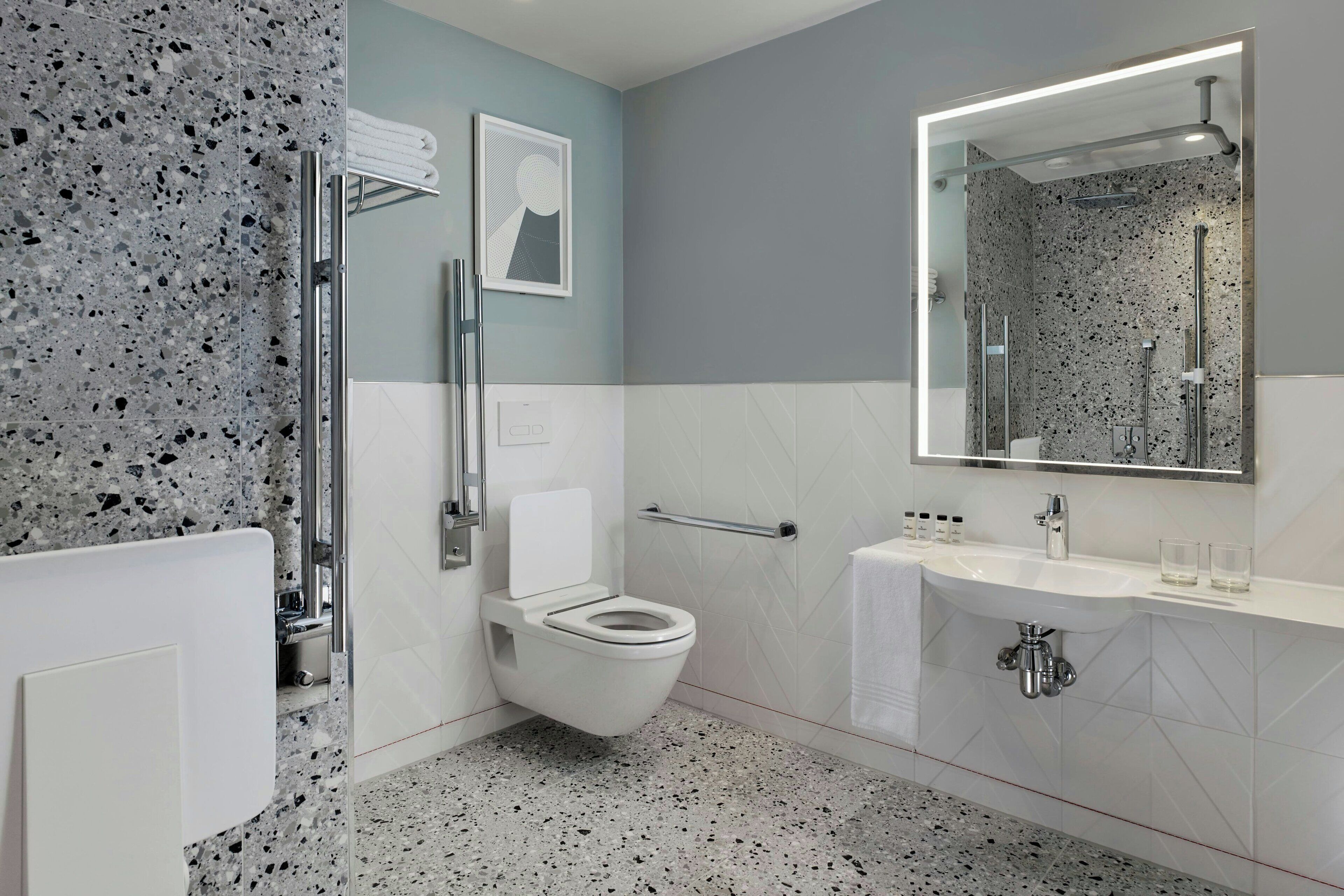 shower, rainfall showerhead, eco-friendly toiletries, hair dryer