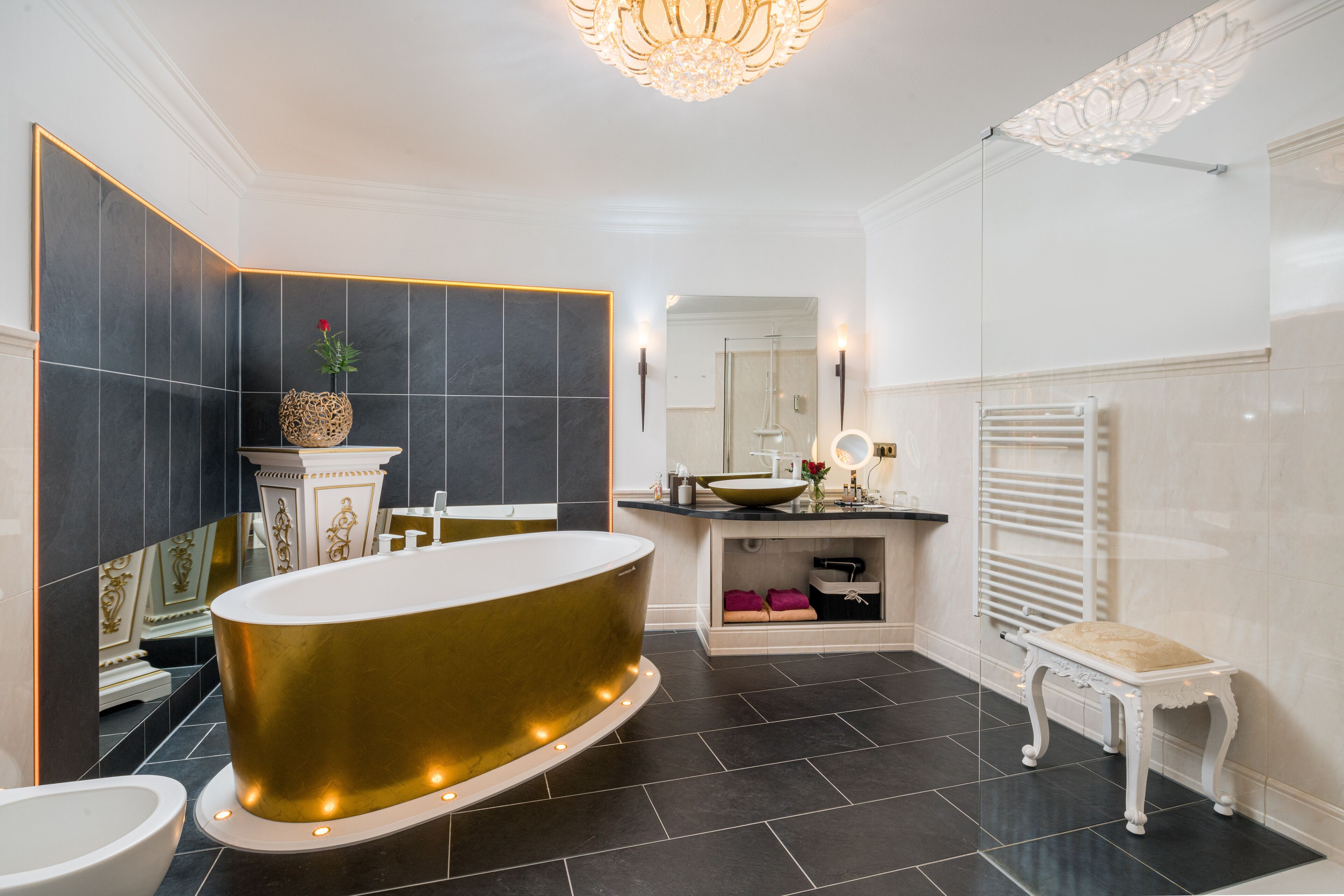 "rococo" wedding suite | bathroom | free toiletries, hair dryer, towels