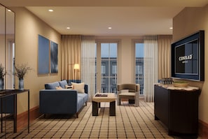 Flat-screen TV, pay films, MP3 dock