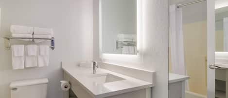 Suite, 2 Double Beds, Non Smoking | Desk, laptop workspace, blackout drapes, iron/ironing board
