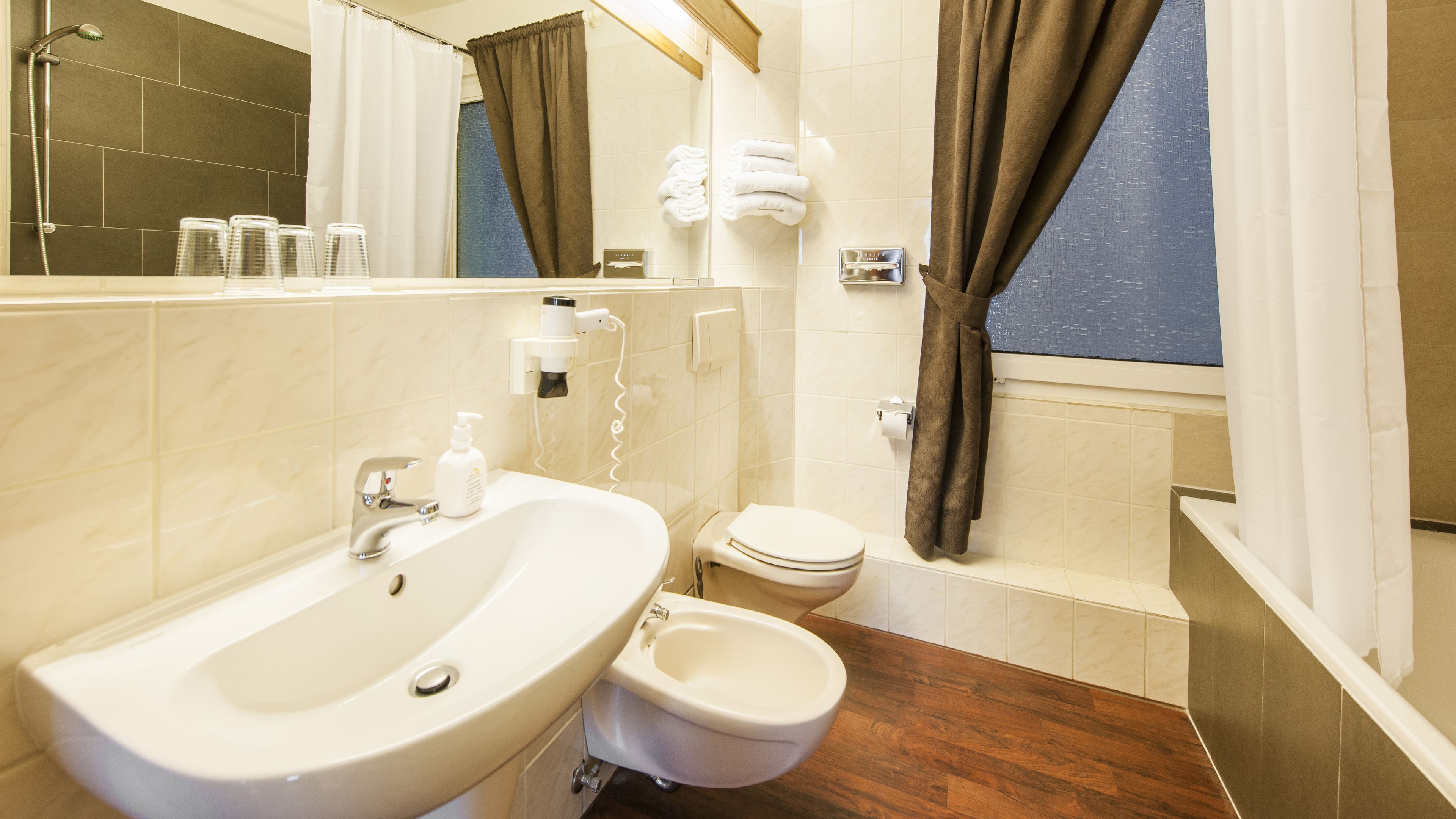 bathroom | hair dryer, towels