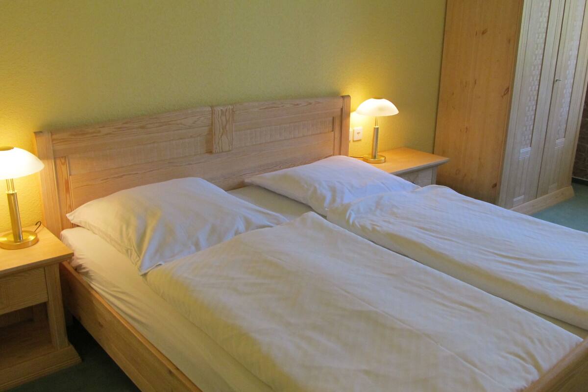 double room | desk, laptop workspace, blackout curtains, iron/ironing board