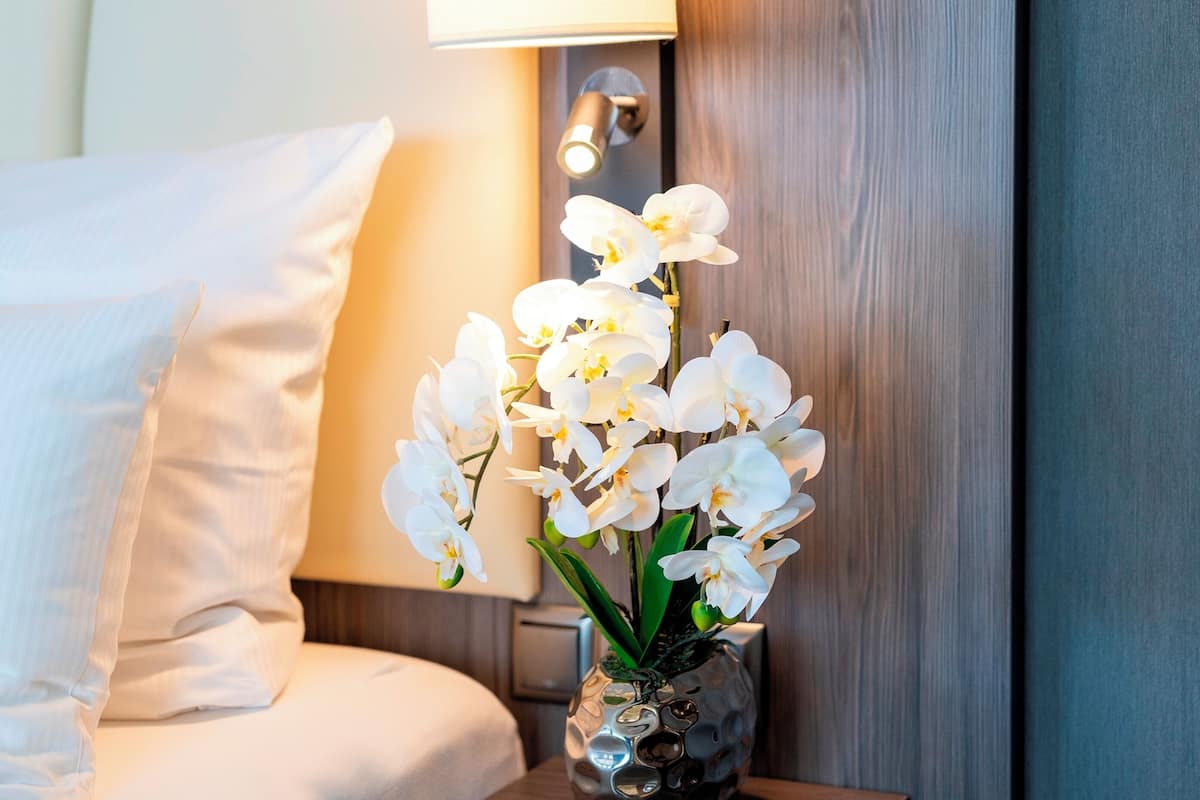 Hypo-allergenic bedding, minibar, in-room safe, desk