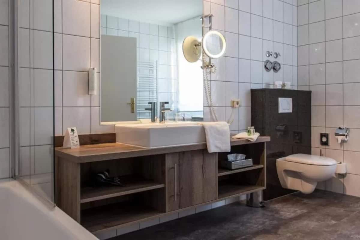 free toiletries, hair dryer, slippers, towels