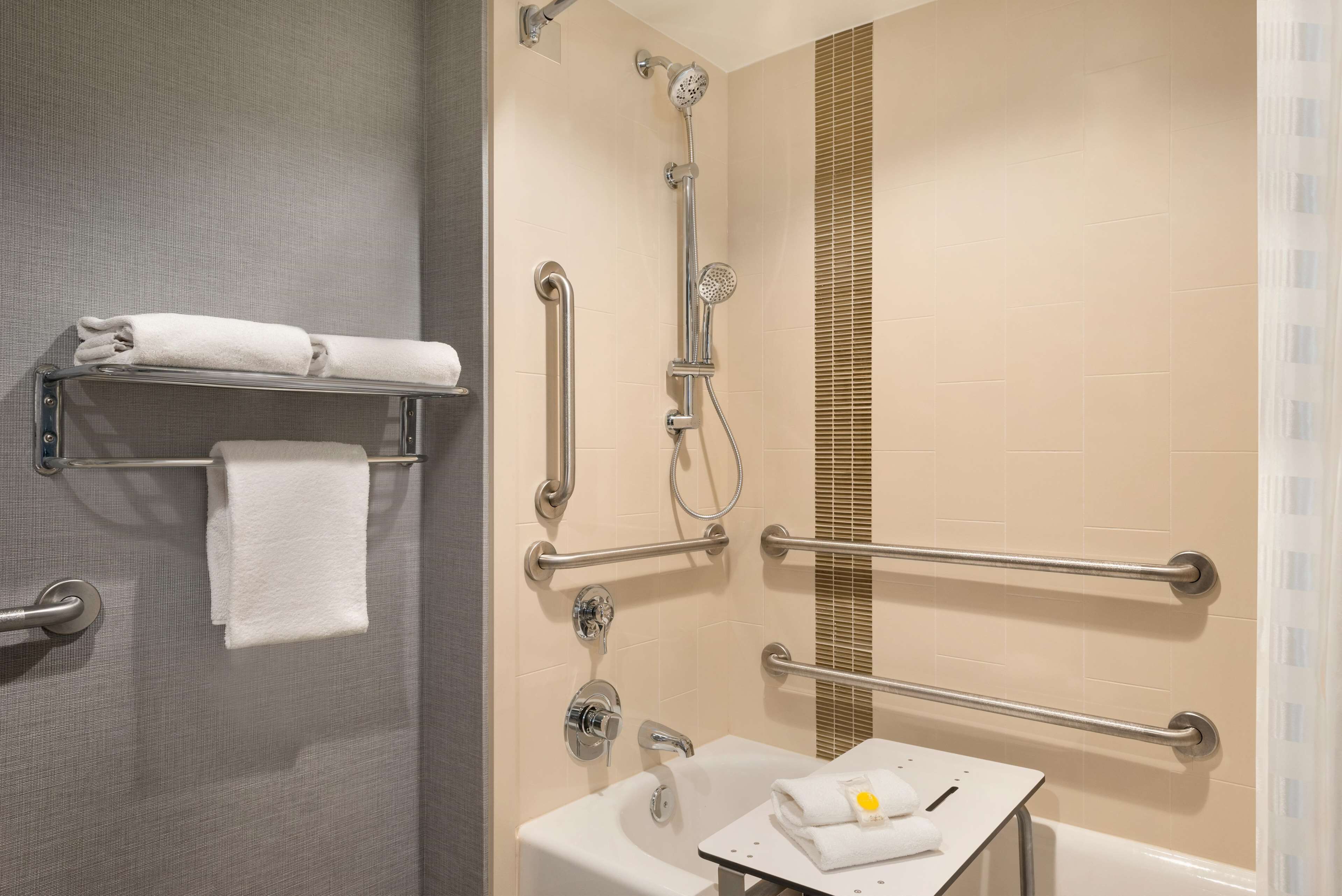 room, 1 king bed, accessible, bathtub | bathroom | combined shower/bathtub, designer toiletries, hair dryer, towels