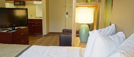 Desk, blackout curtains, iron/ironing board, free WiFi