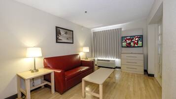Desk, blackout drapes, iron/ironing board, free WiFi