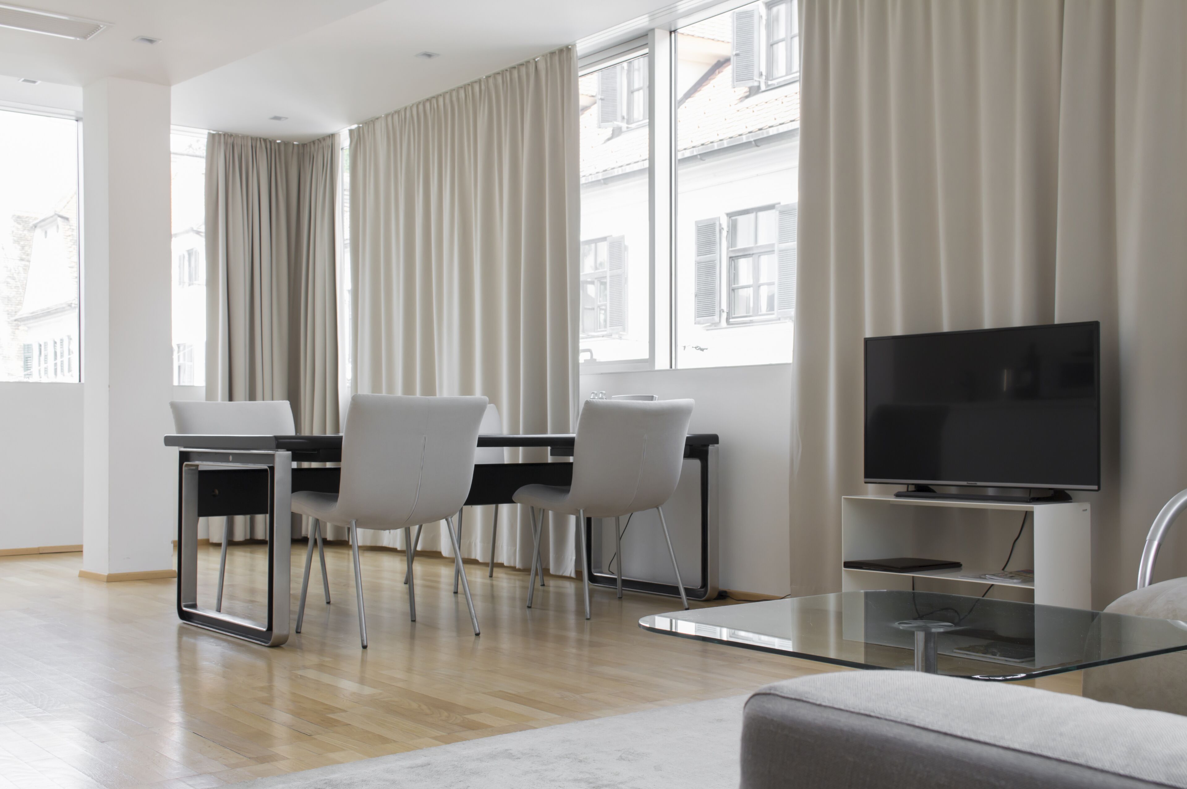 apartment, 1 queen bed, kitchenette | living area | flat-screen tv