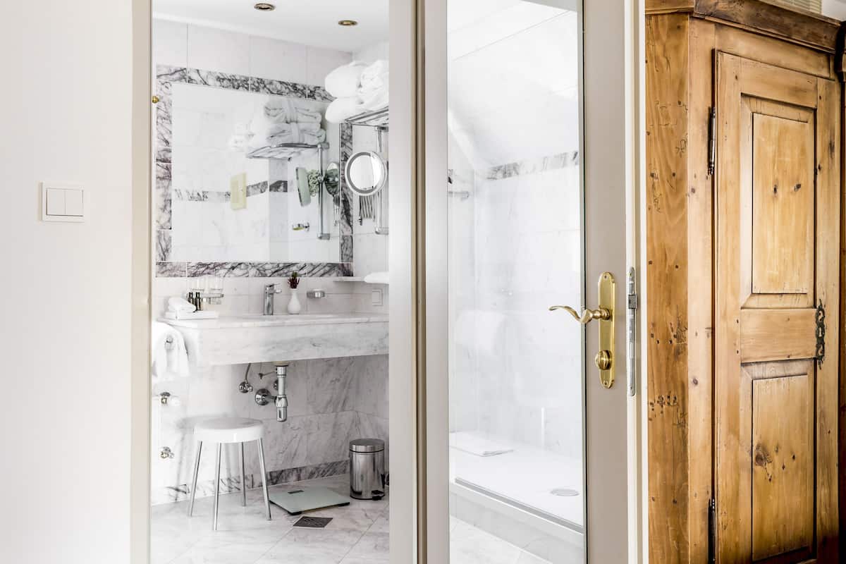 free toiletries, hair dryer, bathrobes, towels