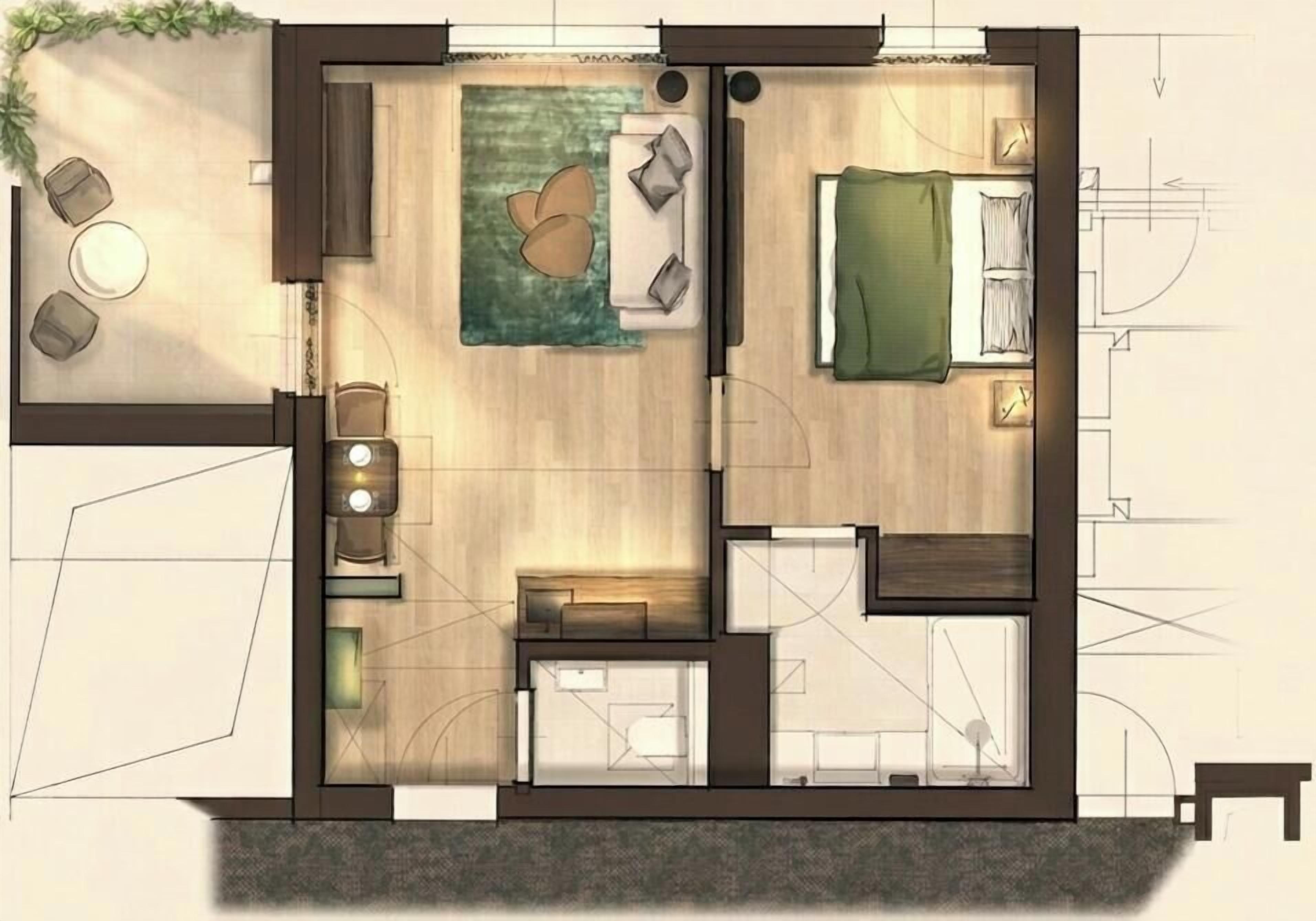Ropa de cama de alta calidad y caja de seguridad en la habitación 