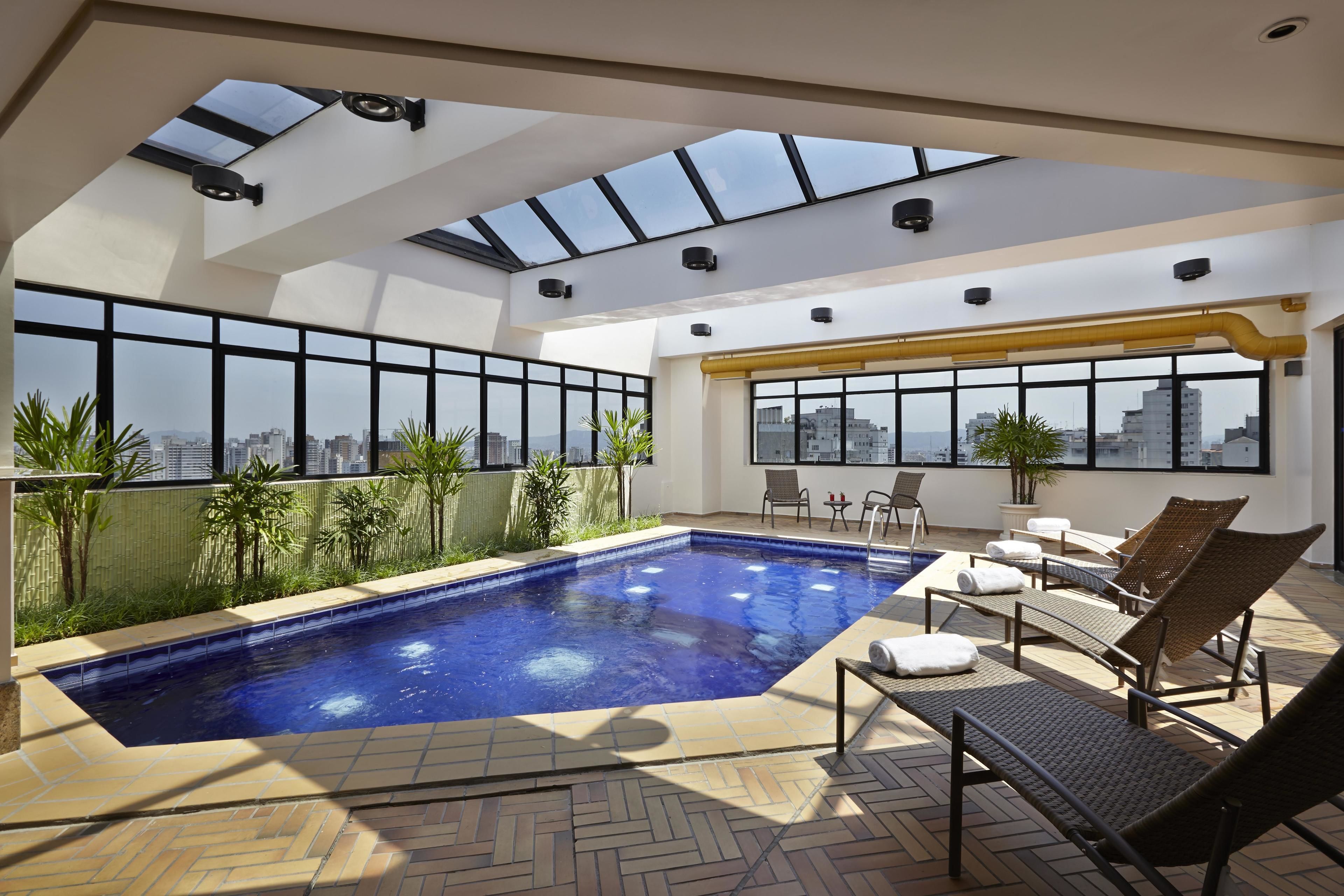 Indoor pool, pool loungers