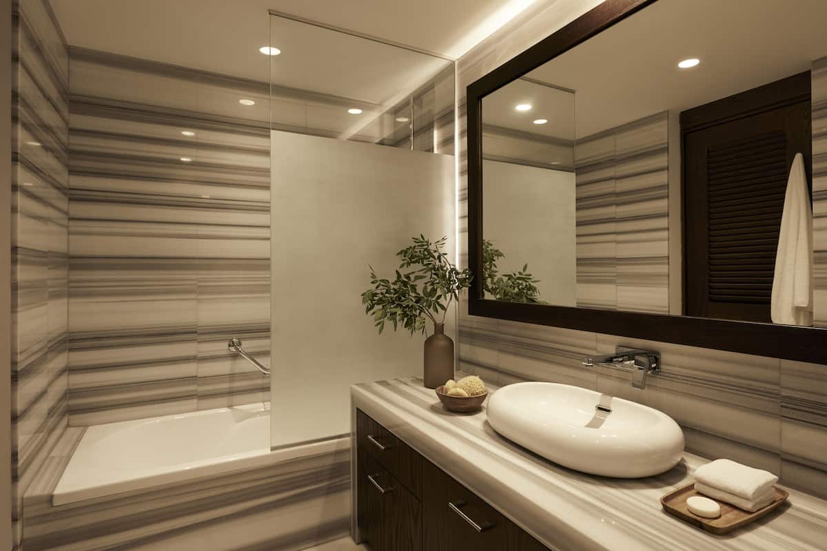 one bedroom suite private pool (bungalow area) | bathroom | free toiletries, hair dryer, bathrobes, slippers