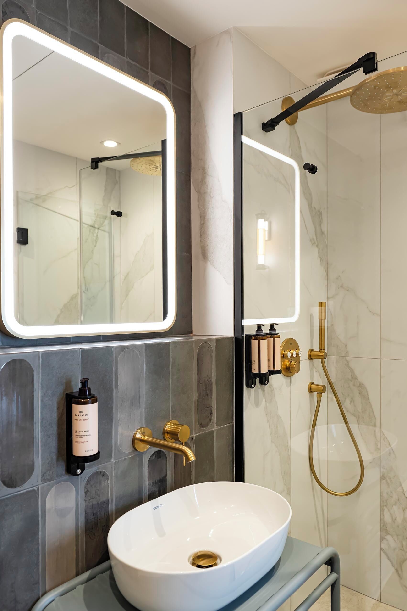 shower, hair dryer, bathrobes, slippers