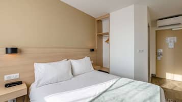 Desk, laptop workspace, blackout drapes, soundproofing