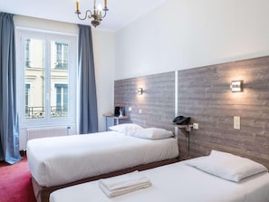 Desk, free WiFi, bed sheets