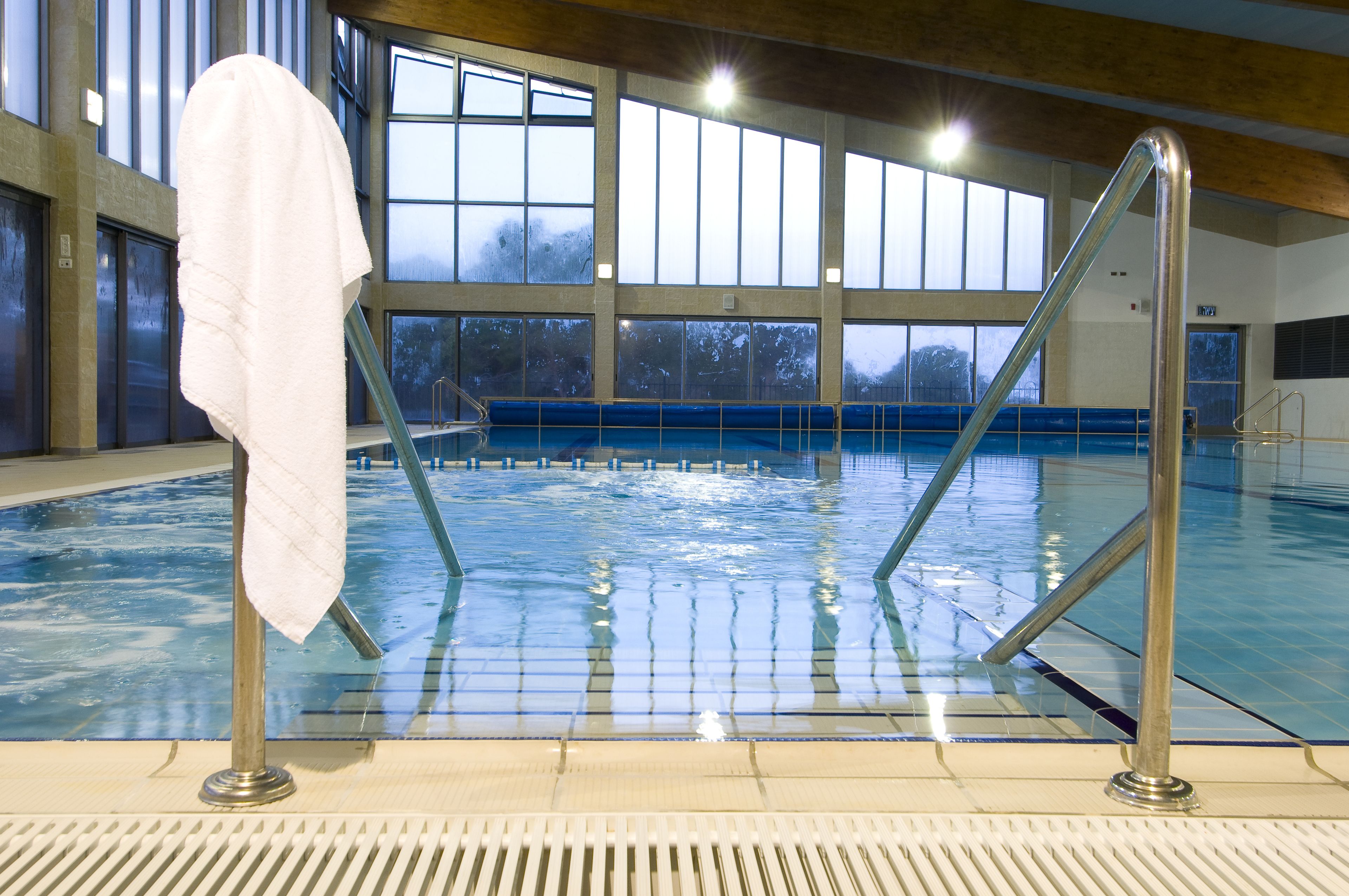 indoor pool, pool loungers