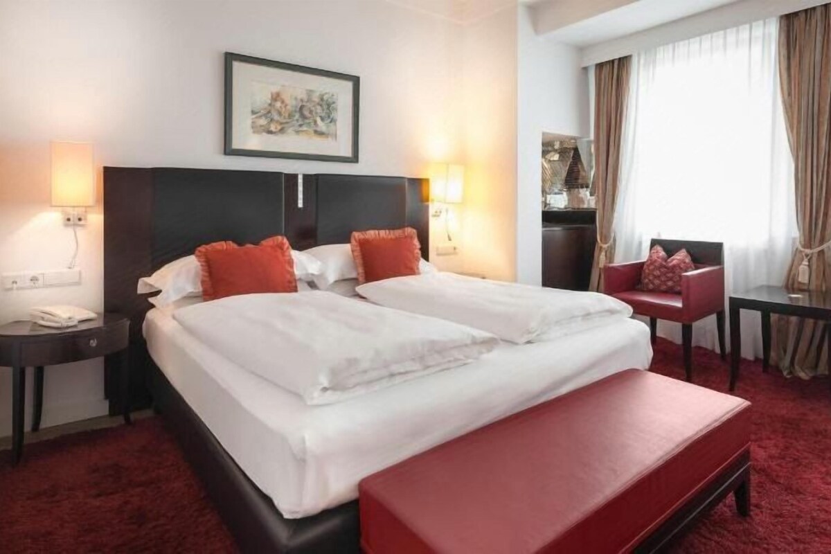 Ropa de cama hipoalergénica, edredones de plumas, minibar y caja fuerte