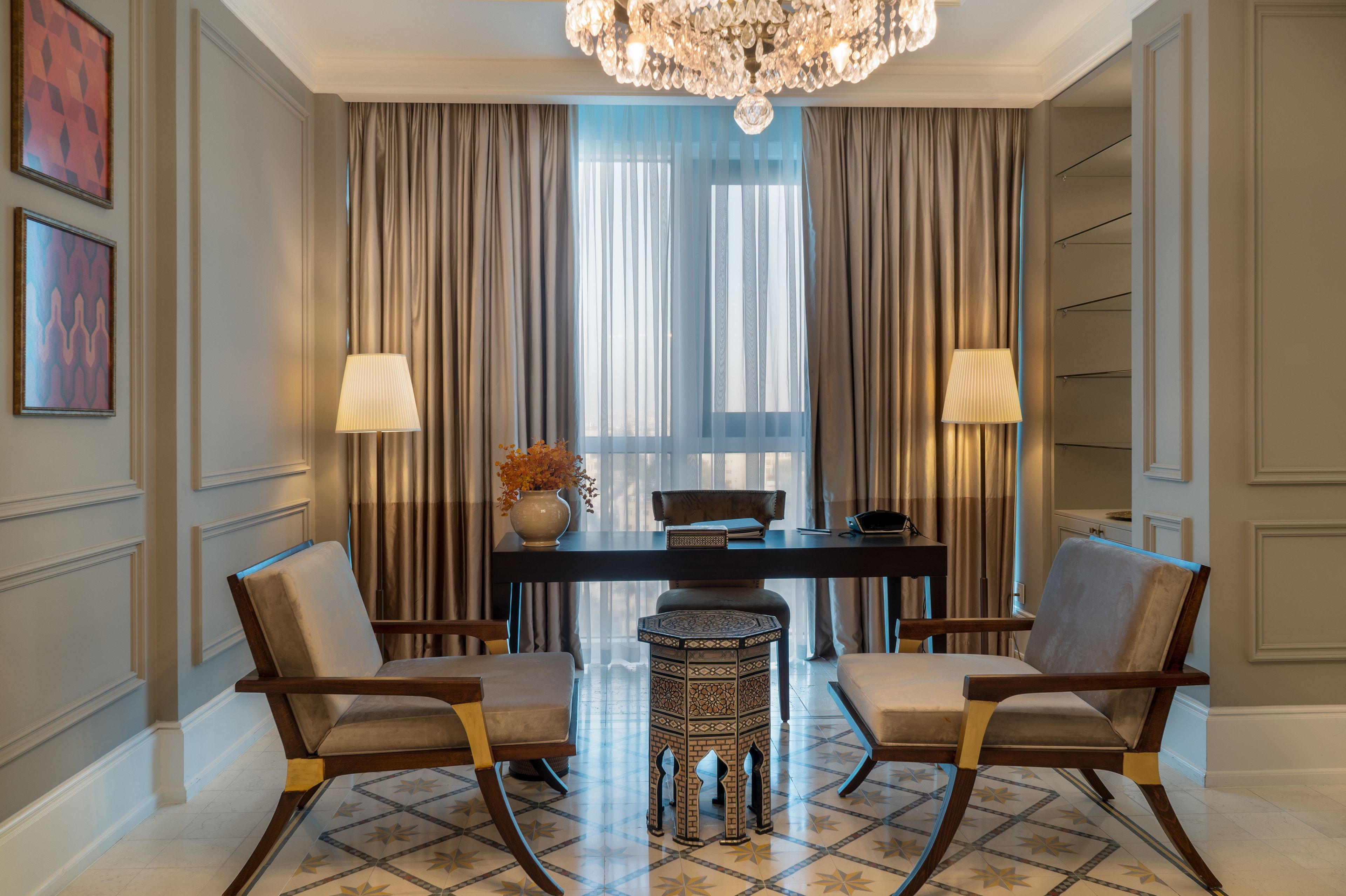 royal suite, 1 bedroom, non smoking, city view | living area | 32-inch lcd tv with satellite channels, tv, heated floors