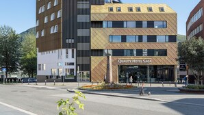 A modern hotel with a prominent sign reading "Quality Hotel Saga." - Quality Hotel Saga (Tromsø)