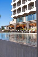 Seasonal outdoor pool, pool umbrellas, sun loungers